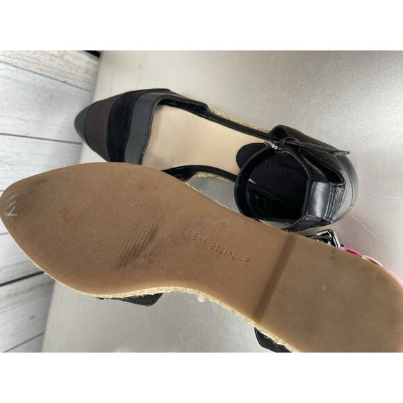 NINE WEST Ubetchao Black Faux Leather Ankle Strap Espadrille Flats Women’s 8 - Picture 5 of 5